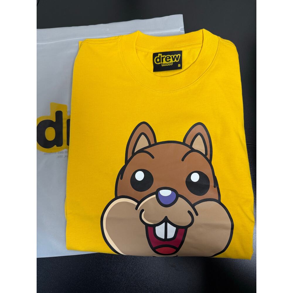 Drew House x Justin Bieber Squirrel T-Shirt - Yellow - Size S